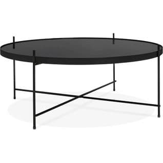 Table Basse Design Métal Et Verre Miroir Noir D83cm