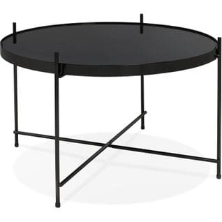 Table Basse Design Métal Et Verre Miroir Noir D63cm