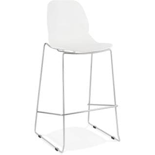 Tabouret De Bar Struture Chromé Assise Blanc H75cm