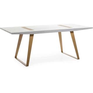 Table à Diner En Bois Cérusé Blanc 6 Places L200cm