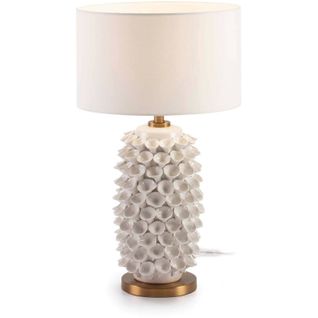 Lampe Céramique Métal Blanc Doré 22x19x52