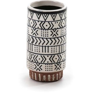 Vase Céramique Blanc Noir Brun 12x12x24