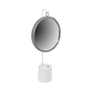 Miroir De Table Rond Blanc, Argent 13x30x65cm