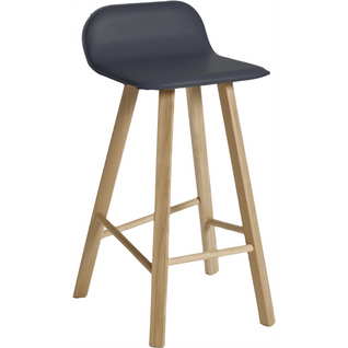 Tabouret Bois Chêne Et Cuir 52x48x89cm