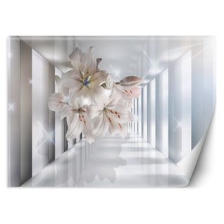 Papier Peint Fleurs Dans Le Couloir 3d 400 X 280 Cm Blanc