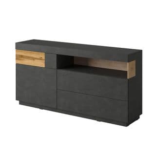 Buffet Collection Kiles 170cm, LED Intégré. Coloris Gris Anthracite Et Chêne. Style Design