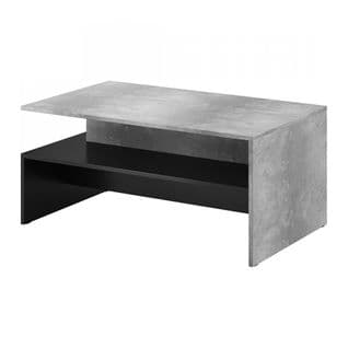 Table Basse Design Collection Ramos Coloris Gris Effet Béton Et Noir.