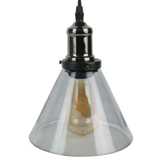 Lampe Suspension En Verre "entonnoir" 18cm Gris