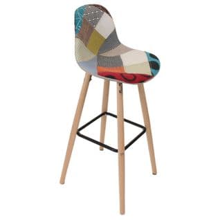 Tabouret De Bar Scandinave Patchwork Riga - H. 92 Cm - Beige