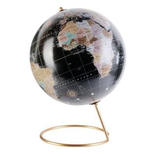 Globe Terrestre Déco "world" 29cm Noir Et Or