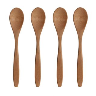 Lot De 4 Cuillères En Bambou "ecolo" 18cm Naturel