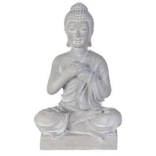 Statuette Déco "bouddha Assis" 27cm Gris