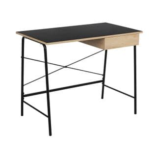 Bureau Industriel En Bois Et Métal - L.100 X H.75 Cm - Noir