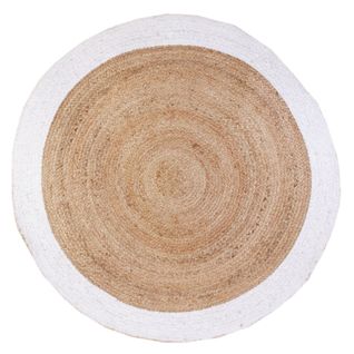 Tapis Rond En Jute Design Bicolore Sophie - Diam. 120 Cm - Blanc