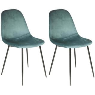 Chaise En Velours Côtelé Giulia (lot De 2) Bleu Canard