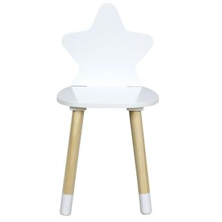 Chaise Enfant En Bois "étoile" 54cm Blanc