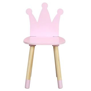 Chaise Enfant En Bois "couronne" 54cm Rose