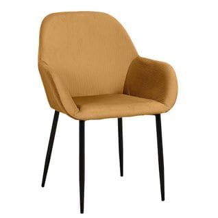 Fauteuil Velours Côtelé Giulia Jaune Moutarde - Jaune Moutarde