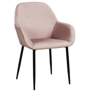 Fauteuil Velours Côtelé Giulia Rose Poudré - Rose