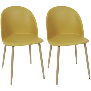 Chaise Avec Assise En Plastique Bergen (lot De 2) Jaune Moutarde