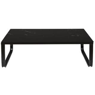 Table Basse En Verre "effet Marbre" 105cm Noir