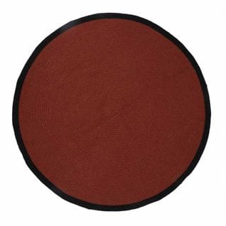 Tapis Rond En Coton "bord" 120cm Terracotta et Noir