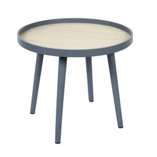 Table D'appoint Design "macha" 50cm Bleu Et Naturel