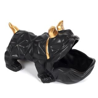 Statuette Et Vide-poche "bulldog" 30cm Noir