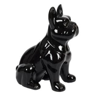 Statuette Déco En Céramique "bulldog" 20cm Noir