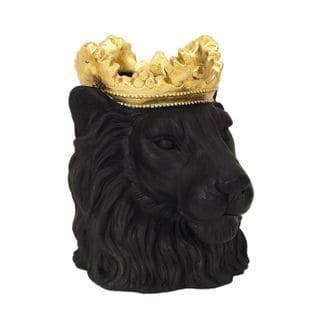 Cache-pot Design "lion Couronne" 39cm Noir