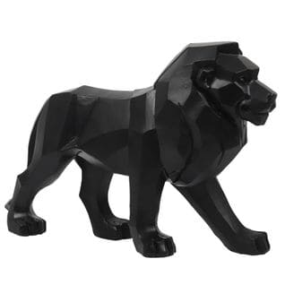 Statuette Déco "lion Origami" 33cm Noir