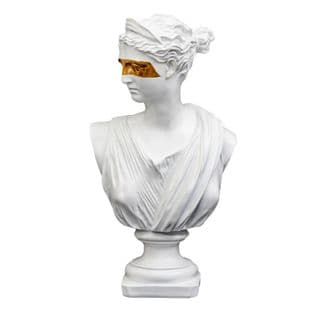 Statuette Déco "buste Avec Masque" 31cm Blanc