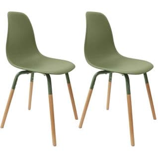 Chaise Scandinave Pieds Métal Et Bois De Hêtre Phenix (lot De 2) Vert