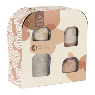 Coffret 4 Bougies Parfumées "élements" 8cm Beige