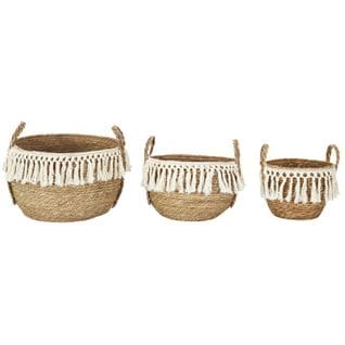 Lot De 3 Paniers Gigognes "tressés" 33cm Naturel