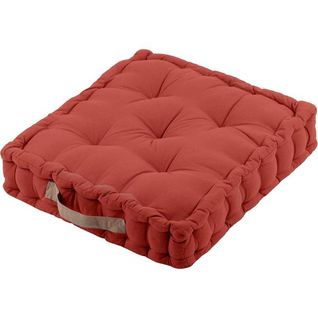 Coussin De Sol Duo, Terracotta/lin, 45x45x10cm, 100% Coton