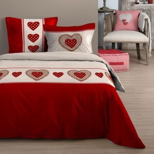 Housse De Couette Marianne, Coeur, Rouge, 220 X 240 Cm,  100% Coton