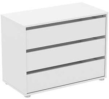 Commode De 3 Tiroirs Coloris Blanc Mat - Dim : 79,6 X 58,1 X 39,6 Cm