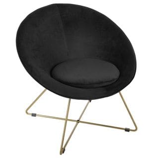 Fauteuil Noir En Velours - L. 76 X L. 67 X H. 69 Cm