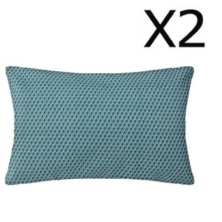 Lot De 2 Coussins Bleu Canard Déhoussable - 30 X 50 Cm