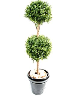 Plante artificielle haute gamme Spécial extérieur / Buis tige double boule - Dim : H.140 x D.40 cm