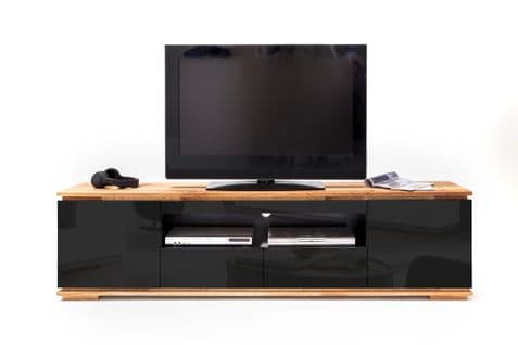 Meuble Tv En Laqué Noir Brillant - L202 X H54 X P40 Cm