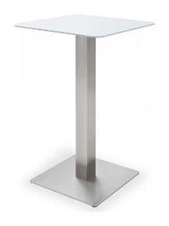 Table Bar Avec Plateau Céramique Blanc Avec Piètement Acier Brossé - L70 X H105 X P70 Cm