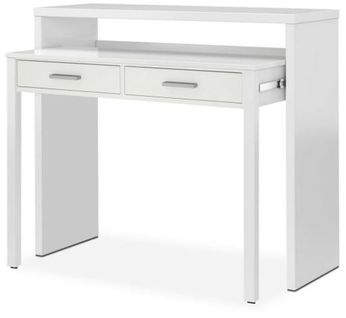 Bureau Console Extensible Coloris Blanc Artik - 87 X 98 X 36 Cm