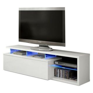 Meuble TV Avec LED Coloris Blanc Brillant - 43 X 150 X 41 Cm