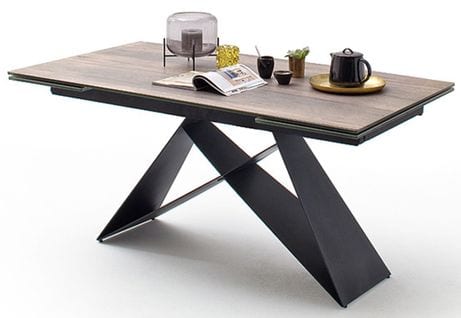 Table À Manger Extensible En Métal Noir Mat Et Surface Céramique - L.160-240 X H.75 X P.90 Cm