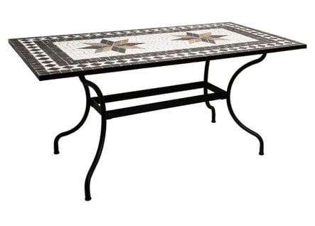 Table De Repas En Mosaique Coloris Noir - L. 160 X L. 90 X H. 75 Cm