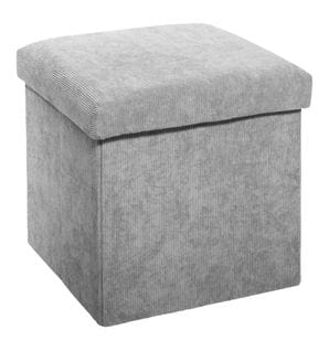 Pouf Coloris Gris En Velours - L. 38 X L. 38 X H. 38 Cm