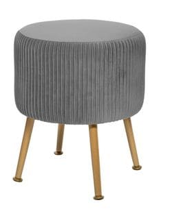 Tabouret En Velours Pliable Coloris Gris - D. 35 X H. 41 Cm