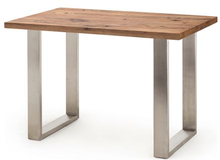 Table Haute En Acier Et Chêne Bassano - Longueur 160 X Hauteur 107 X Profondeur 100 Cm